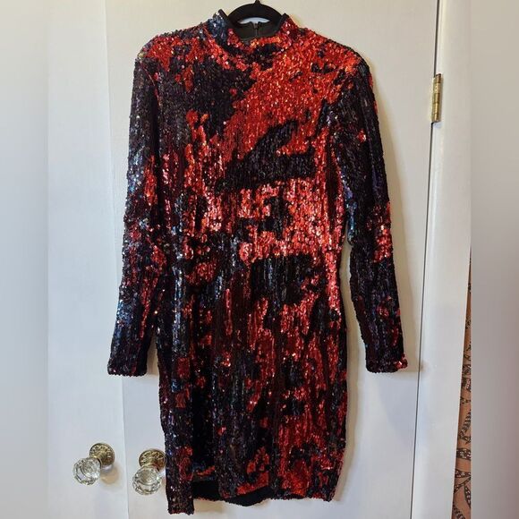 DRESS THE POPULATION Katy Reversible Sequin Body-Con Dress Women’s Size XL - Picture 4 of 9